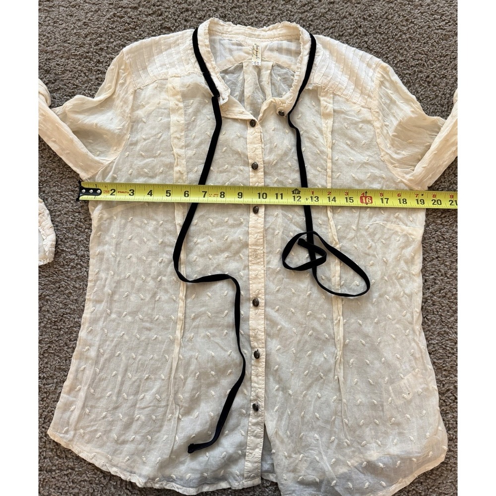 Free People Women's Lightweight Long Sleeve Ivory Cotton Blouse Size Medium - Picture 5 of 7